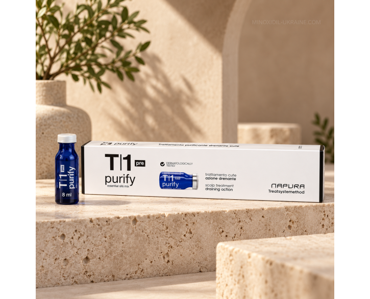 Ампули Napura T1 Purify Pre для глибокого детокс-очищення шкіри голови 12 ампул по 8 мл