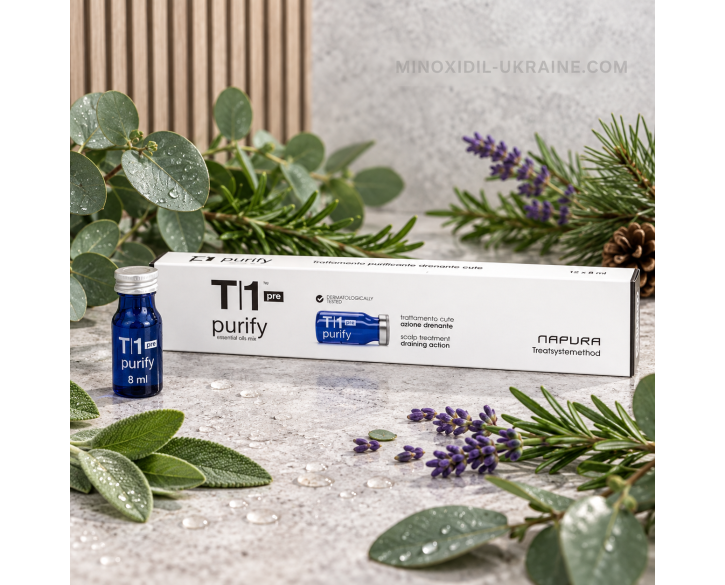 Ампули Napura T1 Purify Post для детокс-догляду за шкірою голови після шампуню 12 ампул по 8 мл