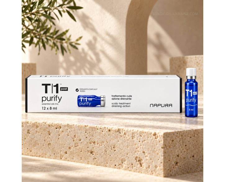 Ампули Napura T1 Purify Post для детокс-догляду за шкірою голови після шампуню 12 ампул по 8 мл