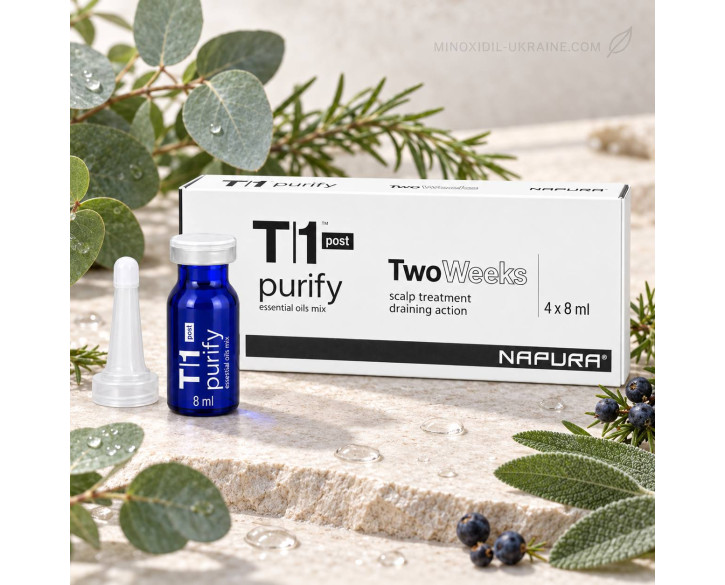 Ампули Napura T1 Purify Post для детокс-догляду за шкірою голови після шампуню 4 ампул по 8 мл