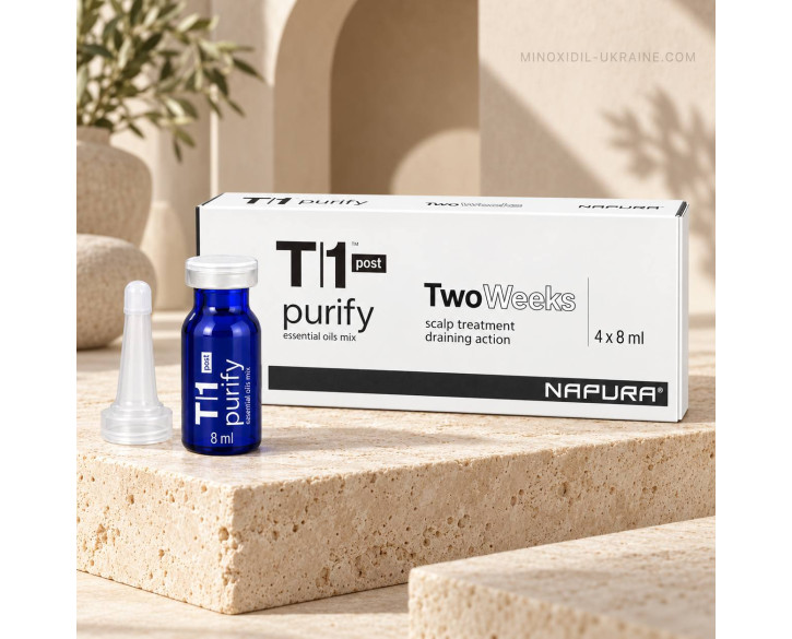 Ампули Napura T1 Purify Post для детокс-догляду за шкірою голови після шампуню 4 ампул по 8 мл