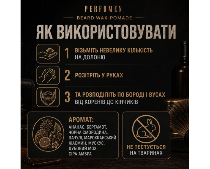 Віск-помада для бороди Perfomen Classic Series Beard Wax-Pomade Strong Hold & Matte Effect 45мл