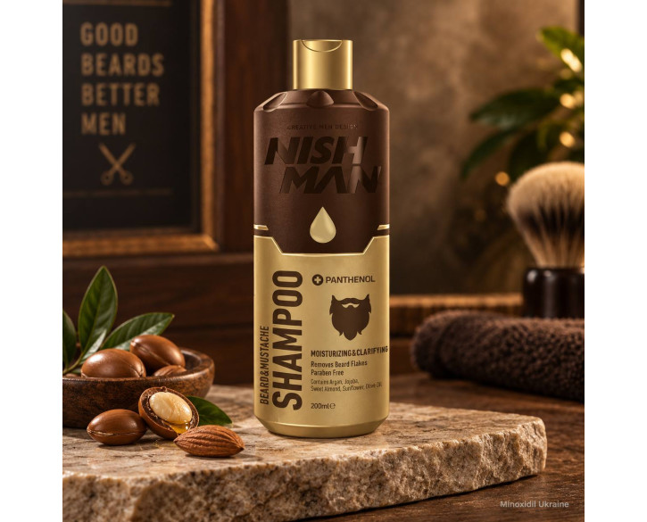 Шампунь для бороди та вусів Nishman Beard&Moustache Shampoo 200мл