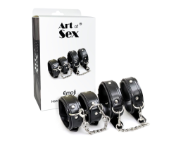 Набір BDSM Art of Sex – Emoji, наручники та поножі, чорний