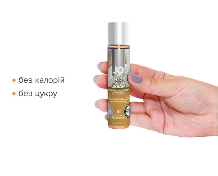 Змазка на водній основі JO H2O — Vanilla Cream без цукру, рослинний гліцерин 30мл