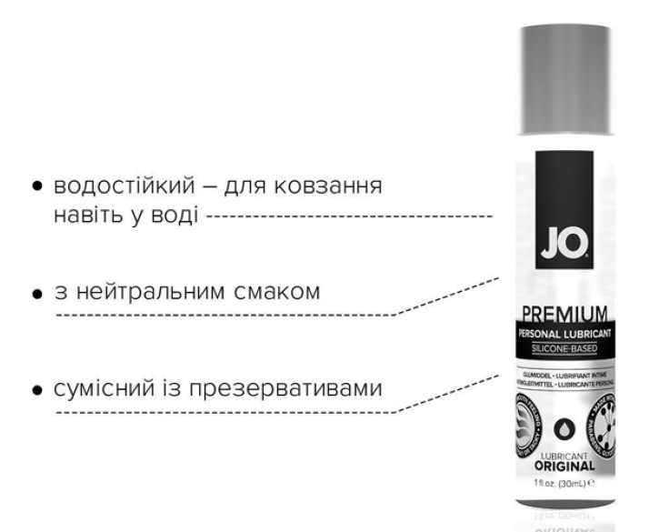 Лубрикант на силіконовій основі JO PREMIUM — ORIGINAL без консервантів 30мл