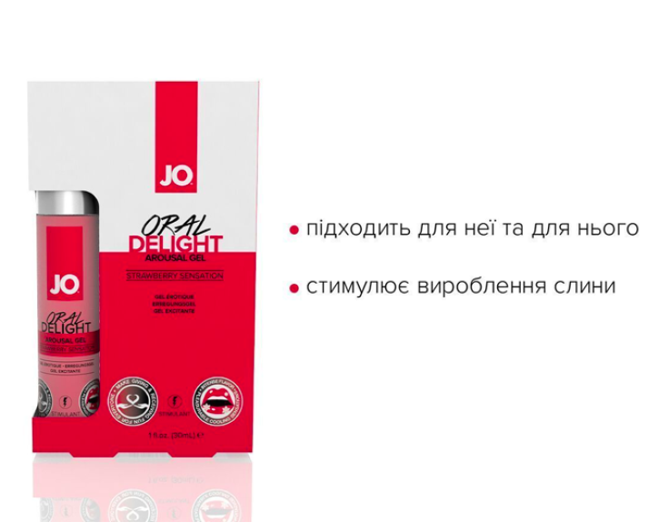 Гель для оральних пестощів JO Oral Delight — Strawberry Sensation ефект холод-тепло 30мл