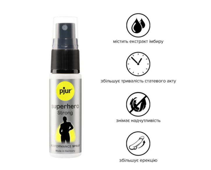 Спрей-пролонгатор pjur Superhero Strong Spray з екстрактом імбиру, без анестетиків 20мл