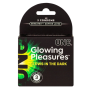 Презервативи ONE Glowing Pleasures, 3 шт, світяться в темряві, зі змазкою, картонне паковання