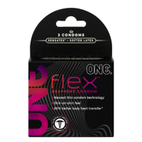 Презервативи ONE Flex Graphene, 3 шт, супертонкі, дуже міцні, картонне паковання