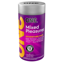 Презервативи ONE Mixed Pleasures, 12 шт, 6 видів, подарункове паковання-тубус