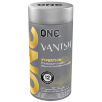 Презервативи ONE Vanish Hyperthin, 12 шт, ультратонкі, зі змазкою, подарункове паковання-тубус