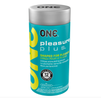 Презервативи ONE Pleasure Plus, 12 шт, з ребристою ділянкою на кінці, подарункове паковання-тубус