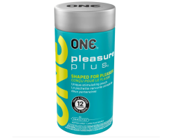 Презервативи ONE Pleasure Plus, 12 шт, з ребристою ділянкою на кінці, подарункове паковання-тубус