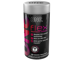 Презервативи ONE Flex Graphene, 10 шт, супертонкі, дуже міцні, подарункове паковання-тубус