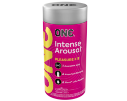 Подарунковий набір ONE Intense Arousal, у комплекті 6 презервативів, 6 саше з лубрикантом, віброкільце