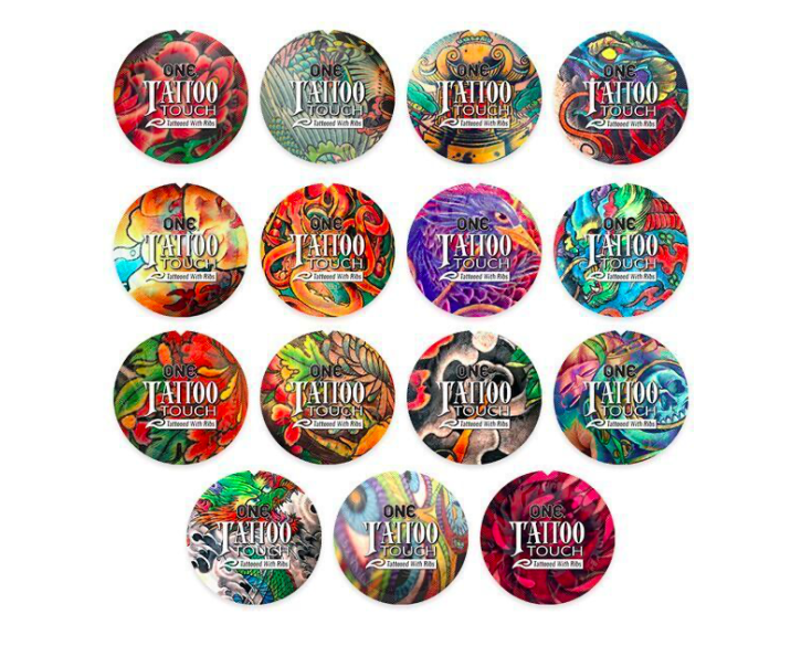 Набір презервативів ONE Tattoo Touch, 100 шт, з рельєфом у вигляді тату, 3 різновиди, паковання-тубус