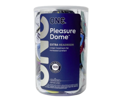 Набір презервативів ONE Pleasure Dome, 100 шт, гладенькі, з розширеною головкою, паковання-тубус