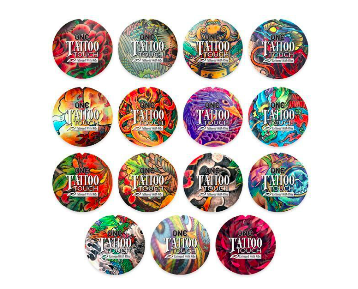 Презерватив ONE Tattoo Touch Blue, 1 шт, блакитний, з рельєфом у вигляді татуювання