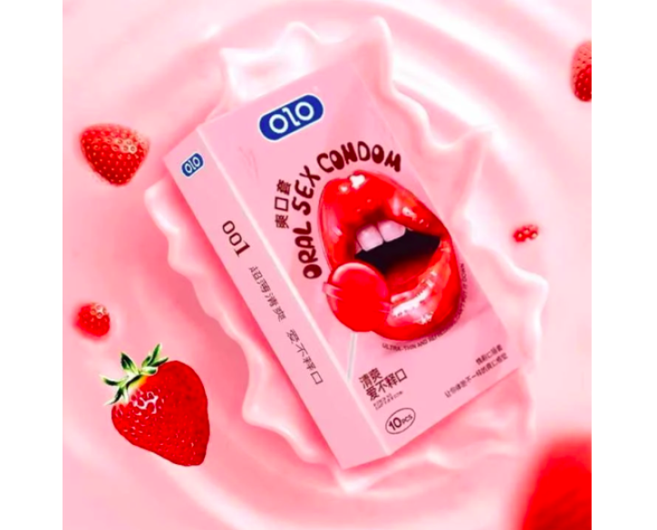 Презервативи латексні ультратонкі OLO Ultrathin Oral Sex Полуниця 10 шт 