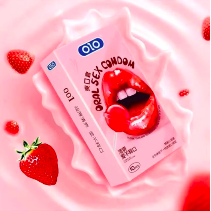 Презервативи латексні ультратонкі OLO Ultrathin Oral Sex Полуниця 10 шт 