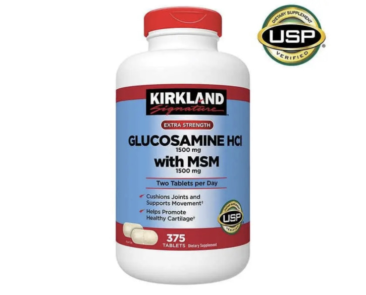 Посилений Глюкозамін з МСМ Glucosamine HCL with MSM extra strength Kirkland Signature 375таб. 