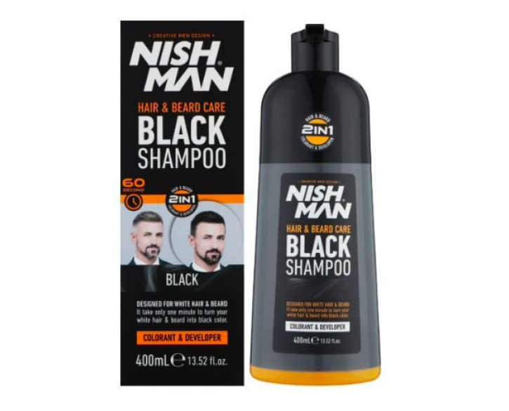 Шампунь для маскування сивини Nishman Hair&Beard Care Black Shampoo Bundle 400 мл