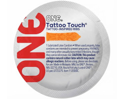 Презерватив ONE Tattoo Touch Red помаранчевий, з рельєфом у вигляді татуювання 1шт Презерватив ONE Tattoo Touch Red помаранчевий, з рельєфом у вигляді татуювання 1шт