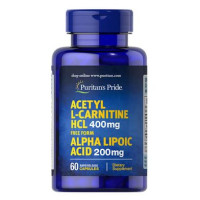 Альфа-ліпоєва кислота Puritan's Pride Acetyl L-Carnitine 400 mg with Alpha Lipoic Acid 200 mg 60 капсул