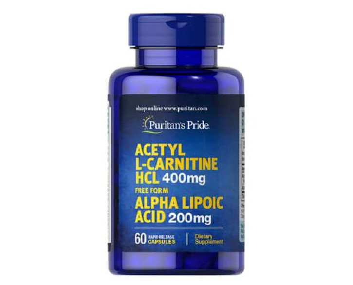 Альфа-ліпоєва кислота Puritan's Pride Acetyl L-Carnitine 400 mg with Alpha Lipoic Acid 200 mg 60 капсул