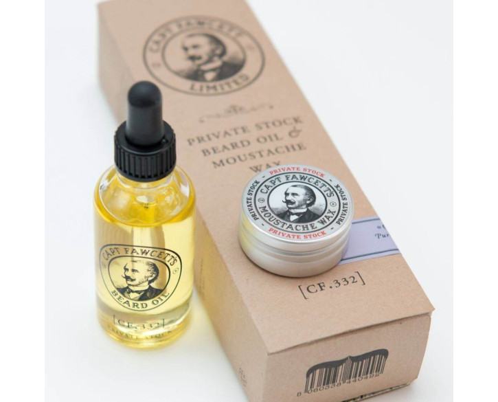 Набір олія для бороди та віск для вусів Captain FawcettPrivate Stock Beard Oil (50ml) Moustache Wax (15ml) Gift 
