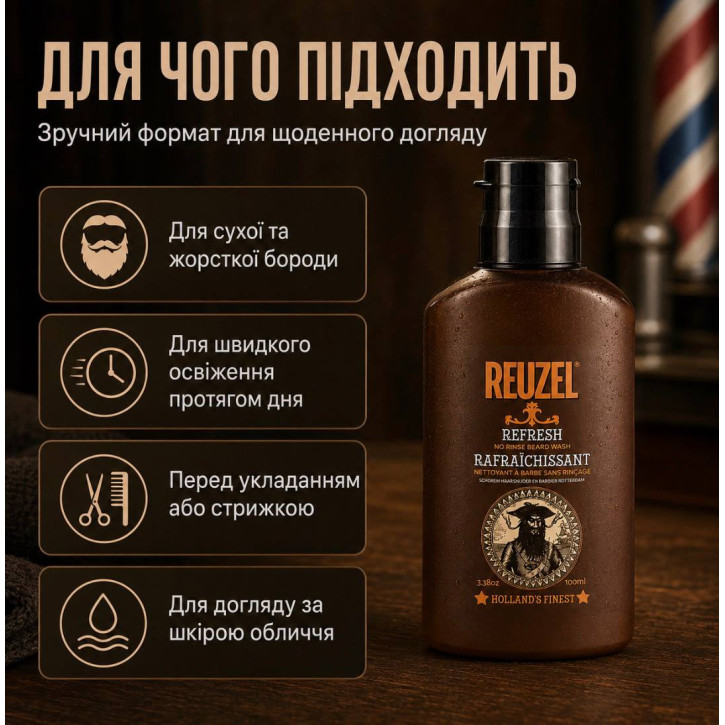Шампунь для бороди Reuzel Refresh No Rinse Beard Wash 100 мл