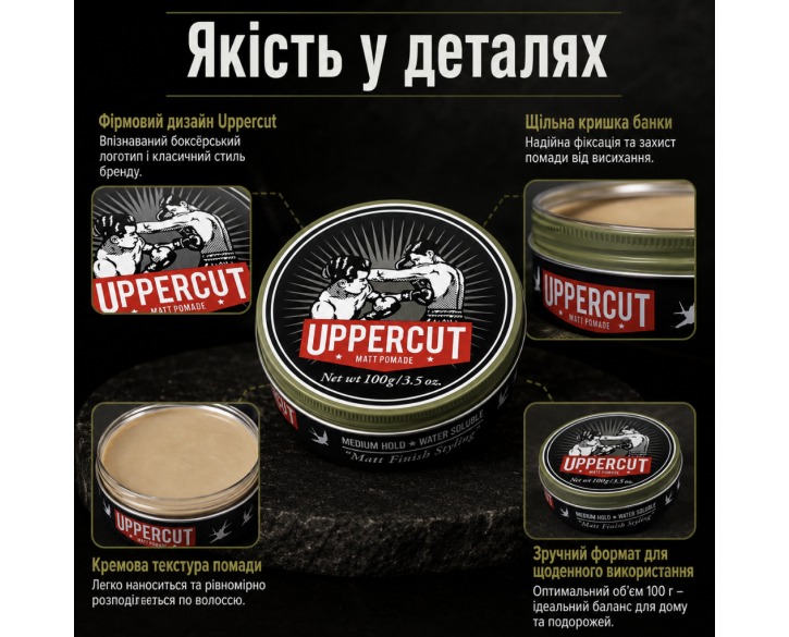 Матова помада для волосся Uppercut  Matte Pomade 100 г