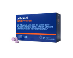 Orthomol Junior Vision (жувальні таблетки зі смаком чорниці-персику) курс 30 таблеток