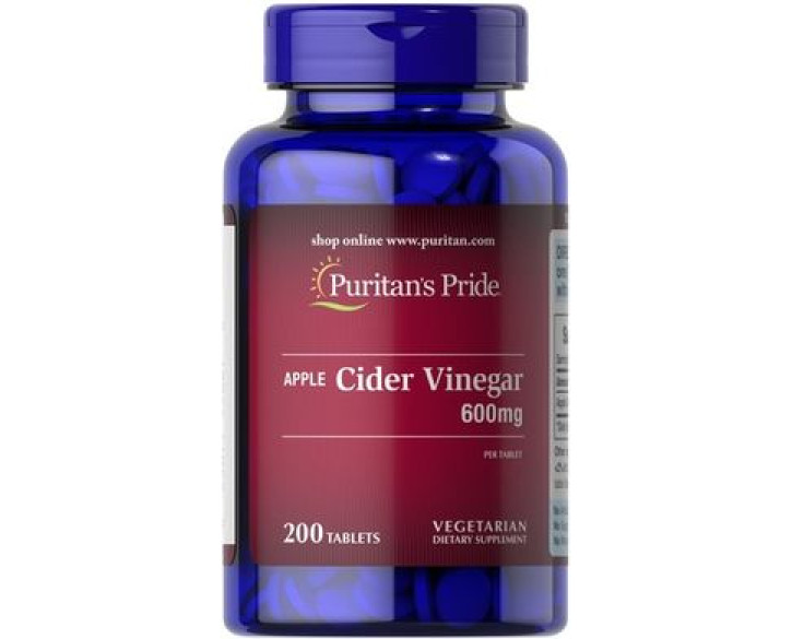 Яблучний оцет  Puritan's Pride Apple Cider Vinegar 600 mg 200 таблеток