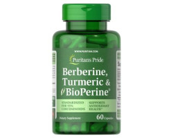 Puritan's Pride Berberine, Turmeric & BioPerine® Black Pepper 60 капсул