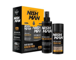 Камуфляж для залисин Nishman Hair Building (пудра 20 г + фіксатор 100 мл) світло-коринечвий