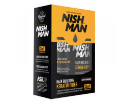 Камуфляж для залисин Nishman Hair Building (пудра 20 г + фіксатор 100 мл) темно-коричневий