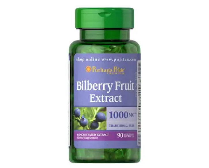 Puritan's Pride Bilberry 4: 1 Extract 1000 mg 90 рідких капсул