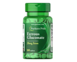 Puritan's Pride Ferrous Gluconate (28 mg Iron) 100 табл