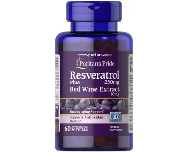 Puritan's Pride Resveratrol 250 mg plus Red Wine Extract 60 капсул