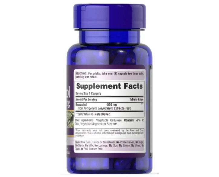 Puritan's Pride Resveratrol 500 mg 30 капсули швидкого вивільнення