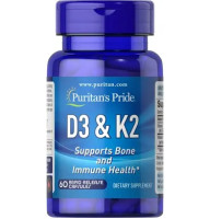 Puritan's Pride Vitamin D3 & K2 60 Капсул