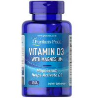 Puritan's Pride Vitamin D3 With Magnesium 60 таблеток